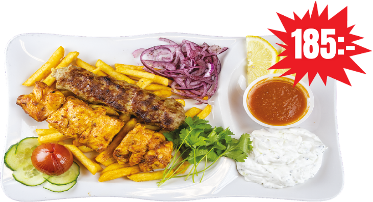 Shish kebab & kycklingfilé, priset visas i bilden