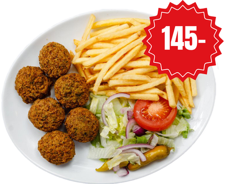 Falafeltallrik, priset visas i bilden