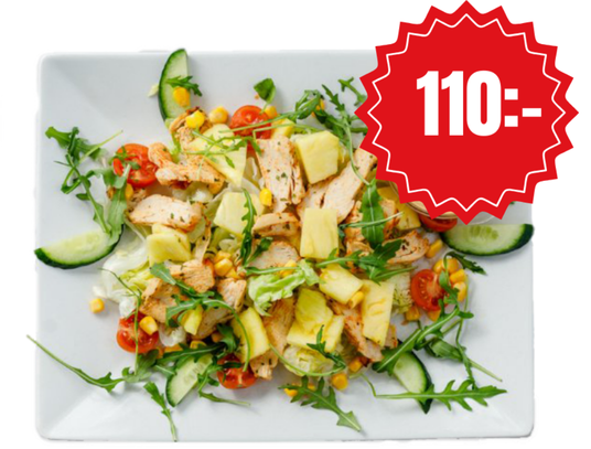 Kycklingsallad, priset visas i bilden