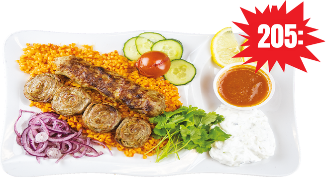 Shish kebab & rulle, priset visas i bilden